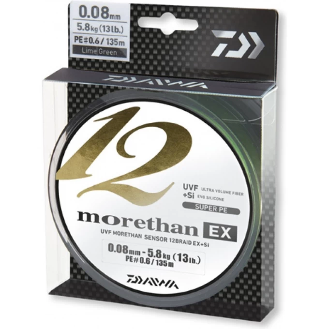 Шнур DAIWA Morethan 12BEX+Si 0,14мм 135м LG 12695-014 Шнур DAIWA Morethan 12BEX+Si 0,14мм 135м LG 12695-014