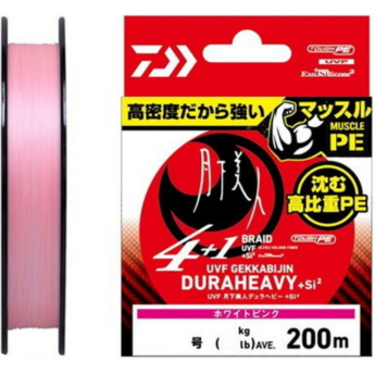 Шнур плетеный DAIWA UVF GEKKABIJIN DURAHEAVY X4+1+SI2 WHITE PINK 0.4-200 Шнур плетеный DAIWA UVF GEKKABIJIN DURAHEAVY X4+1+SI2 WHITE PINK 0.4-200